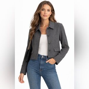 Amanda + Chelsea Charcoal Cropped Blazer Jacket Size Small NWT $180 Retail